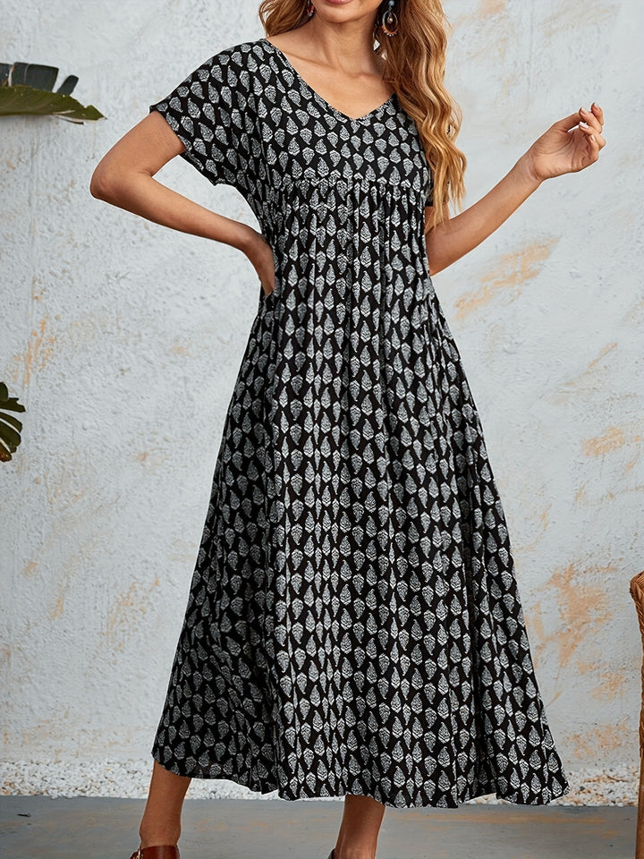 Elara V-Neck Tunic Dress