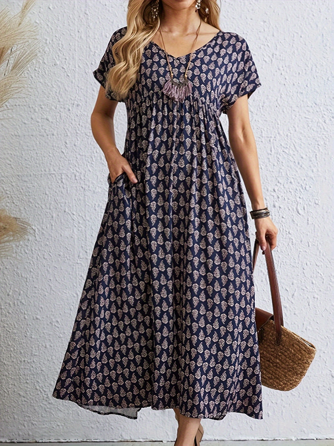 Elara V-Neck Tunic Dress