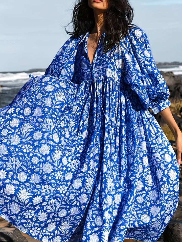 Elowen Floral Tie-Neck Dress