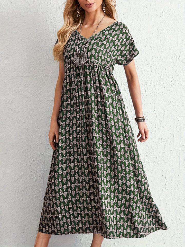 Elara V-Neck Tunic Dress