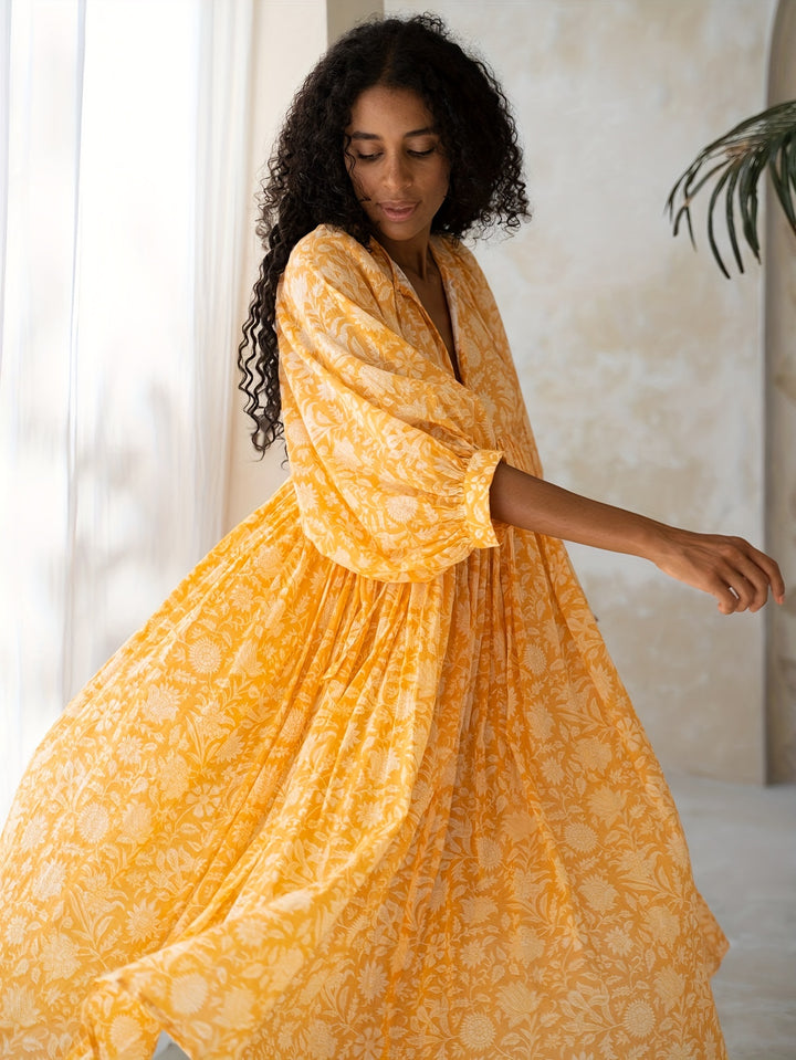 Elowen Floral Tie-Neck Dress
