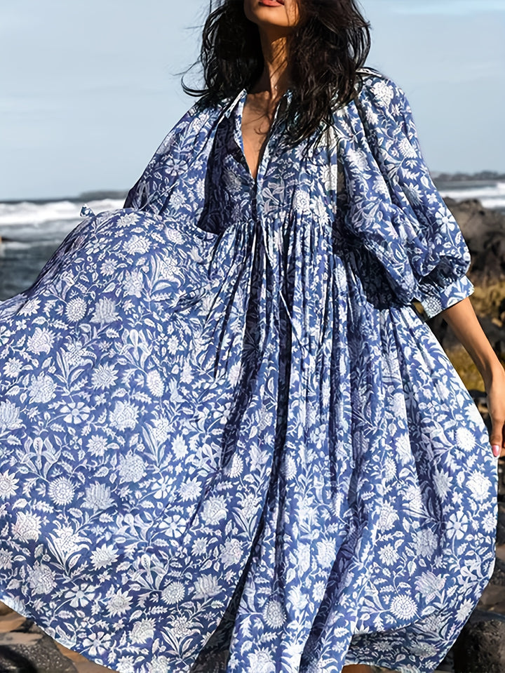 Elowen Floral Tie-Neck Dress