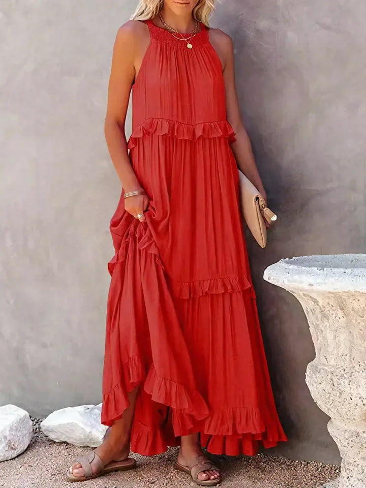 Emilia - Halter Ruffle Maxi Dress