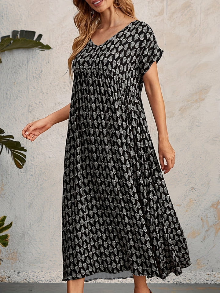 Elara V-Neck Tunic Dress